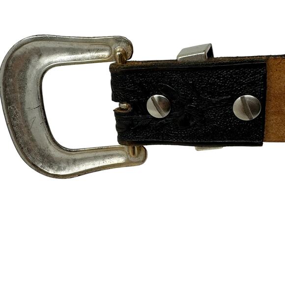 SOLD VTG Native American Braided Horsehair Belt Black Leather Silver Tone - Picture 6 of 6